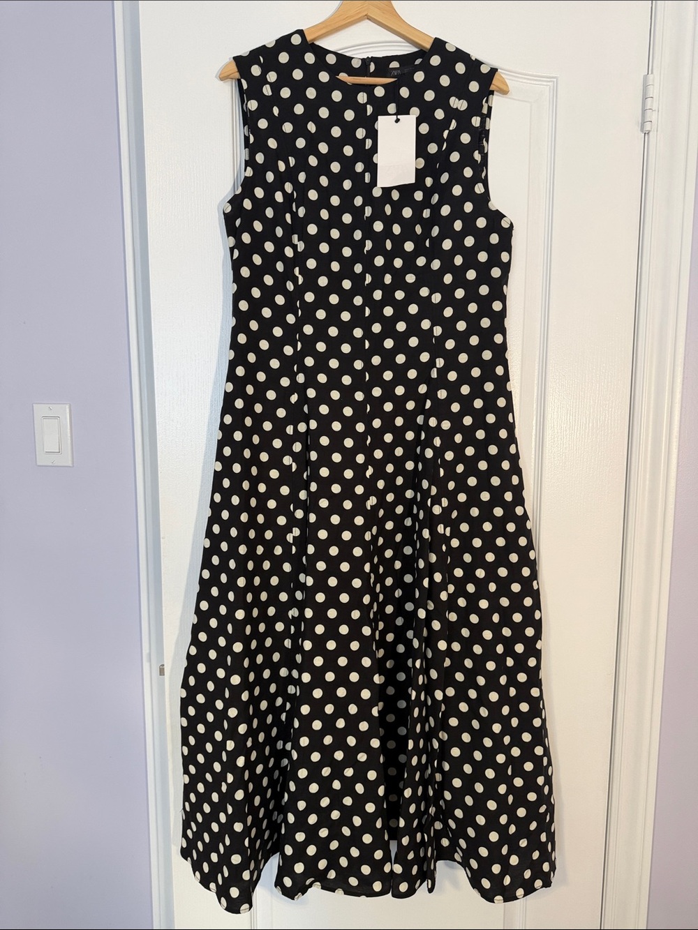 ZARA Polka Dot Dress – XL – New With Tags – Black & White